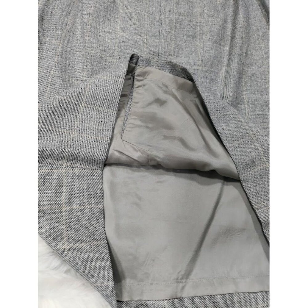 NWT VTG Linda Allard Ellen Tracy Pencil Skirt Women's 14 White Black Plaid Silk - Picture 9 of 13